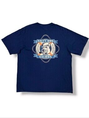 SALTY DOG SALOON Navy Comfort Colors Pocket T Size XL